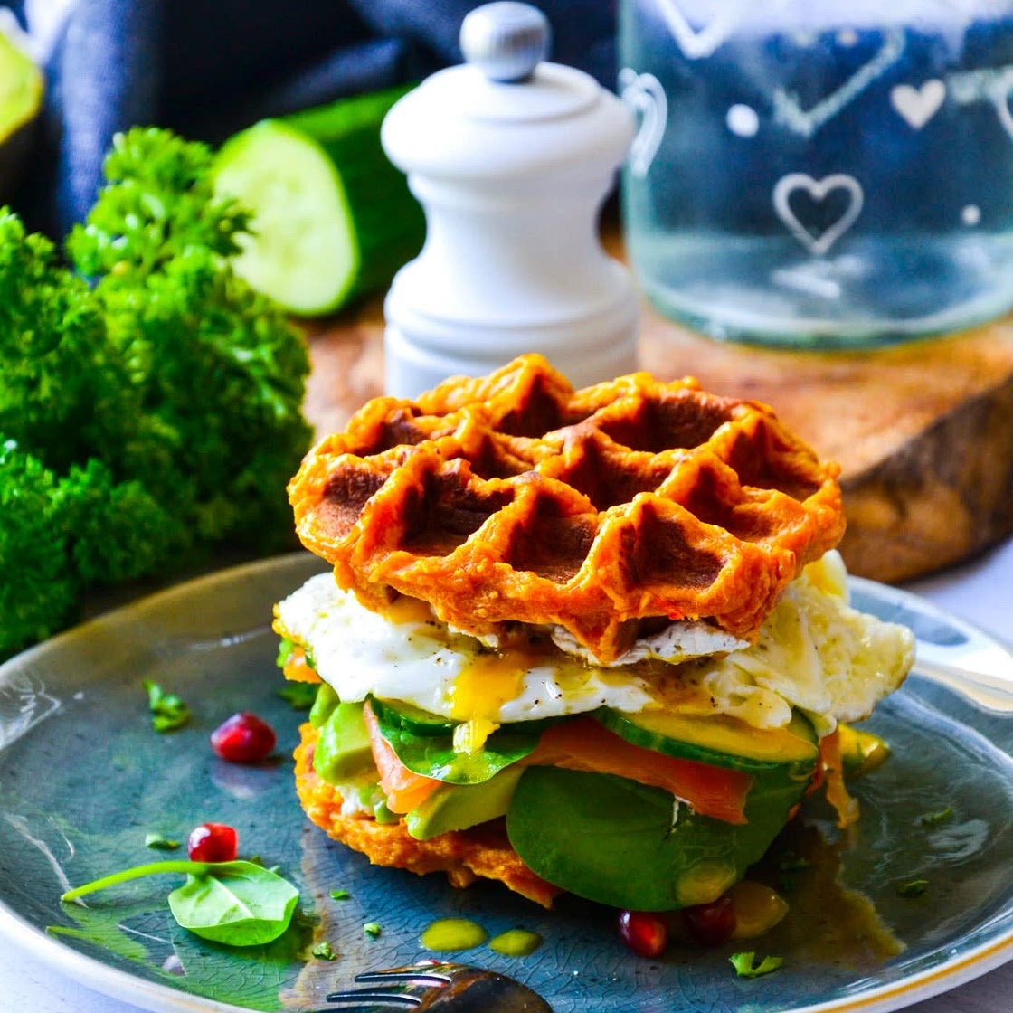 Burger gaufres patate douce