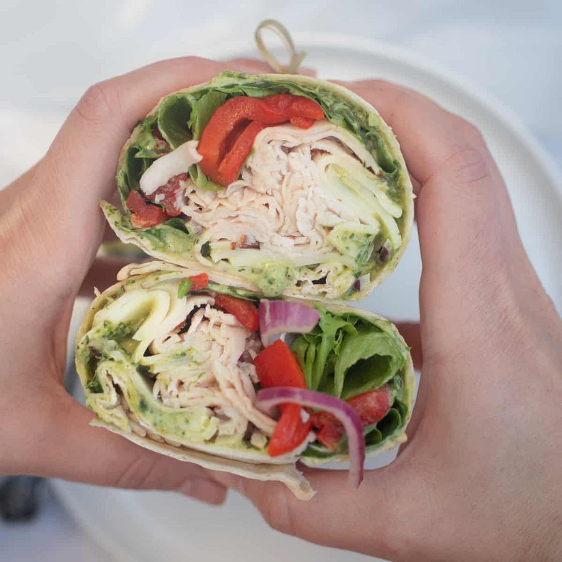 Pesto Turkey Wraps