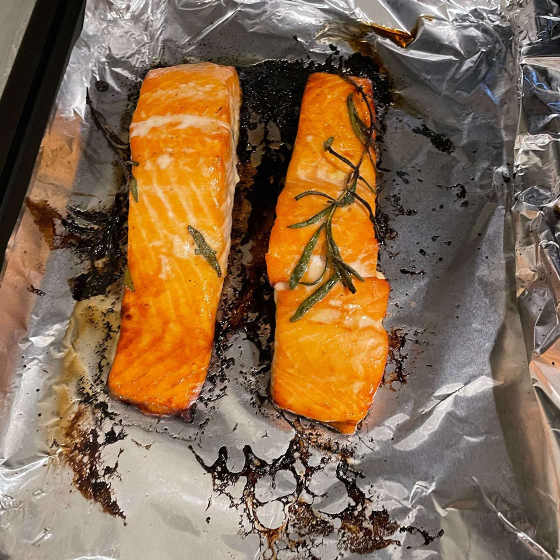 Sweet, Spiced Rosemary and Maple Salmon