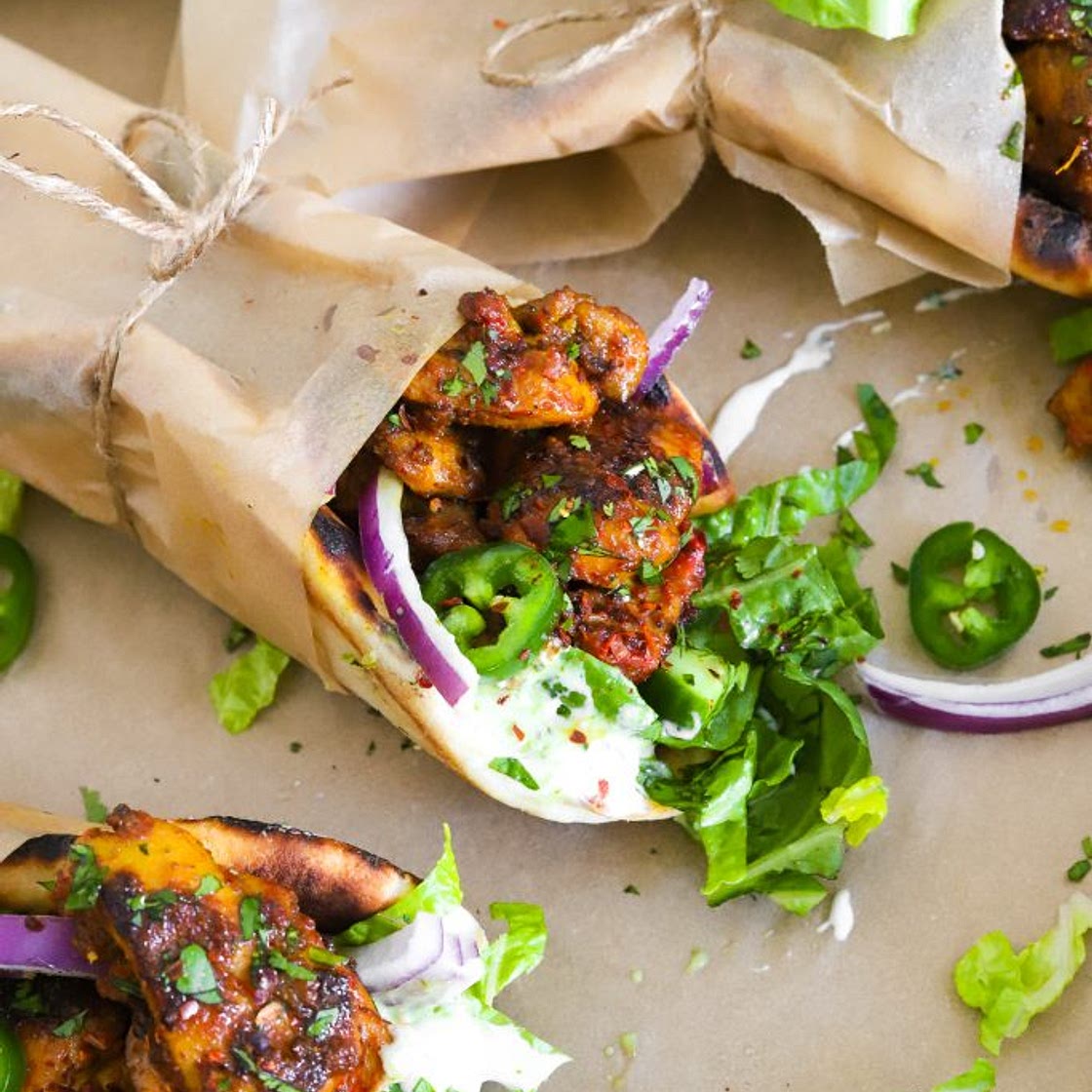 Tandoori Chicken Naan Wraps