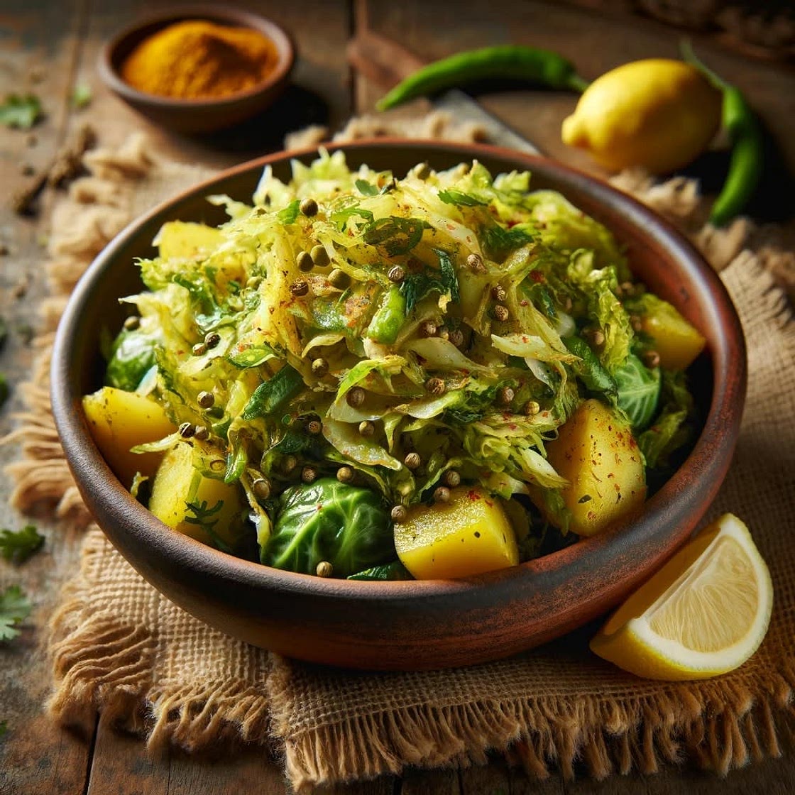 Emerald Spice Cabbage and Potato Bhaji