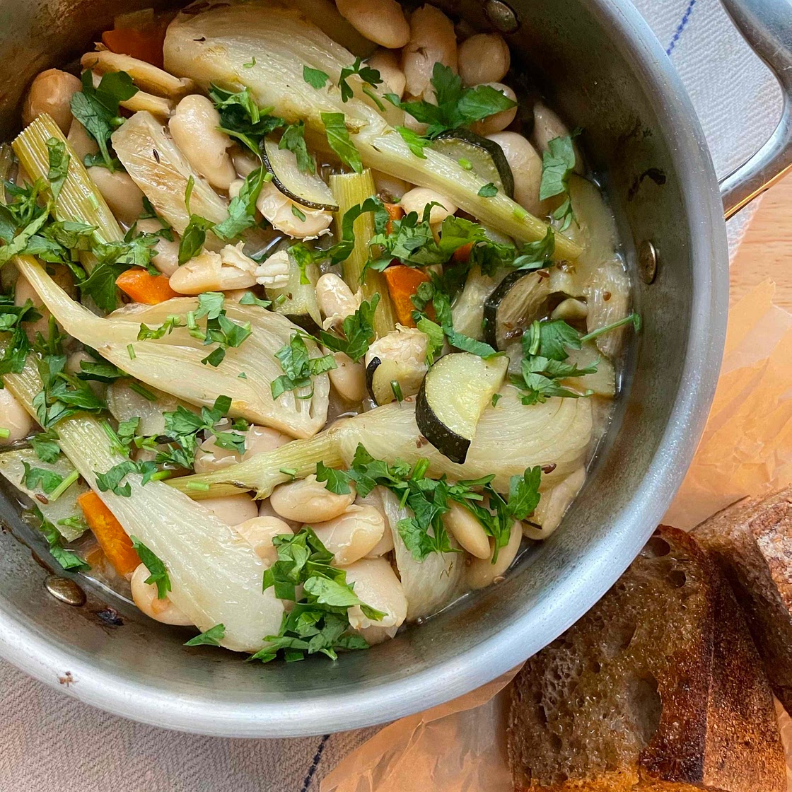 Braised fennel & butter beans