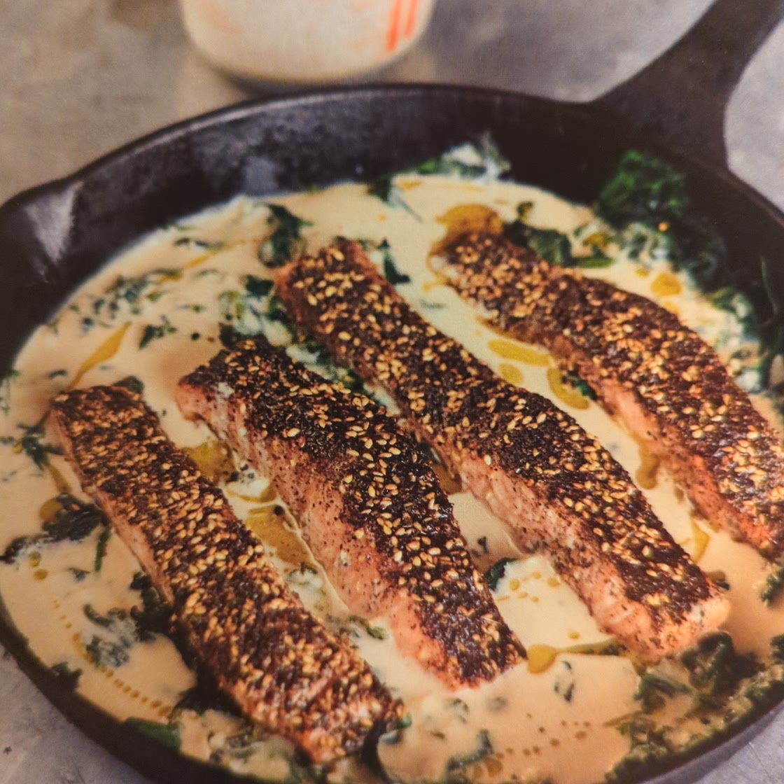 Saumon au zaatar et au tahini