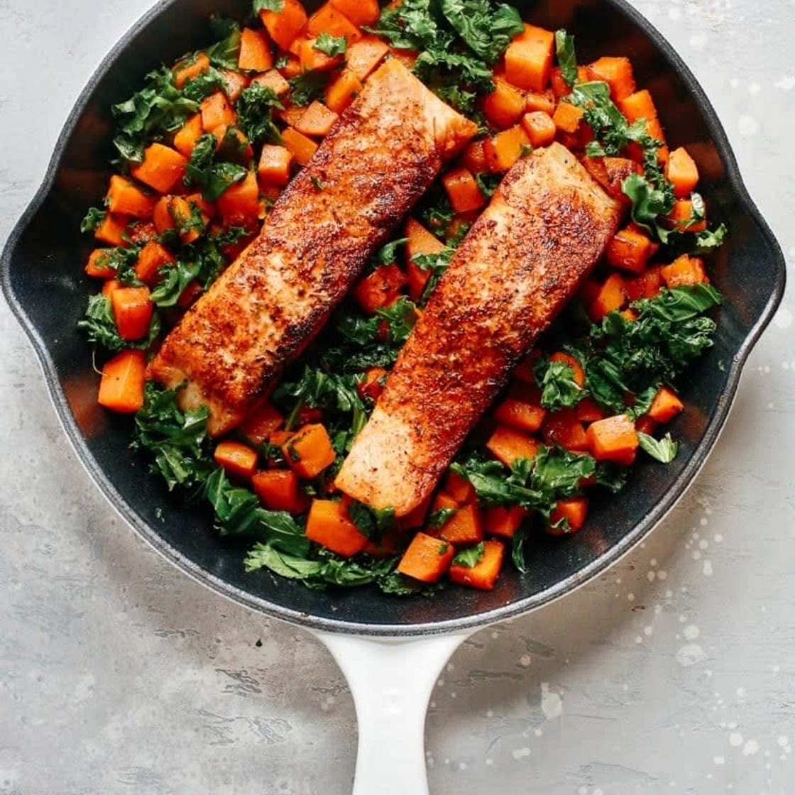Spicy Salmon Sweet Potato Skillet