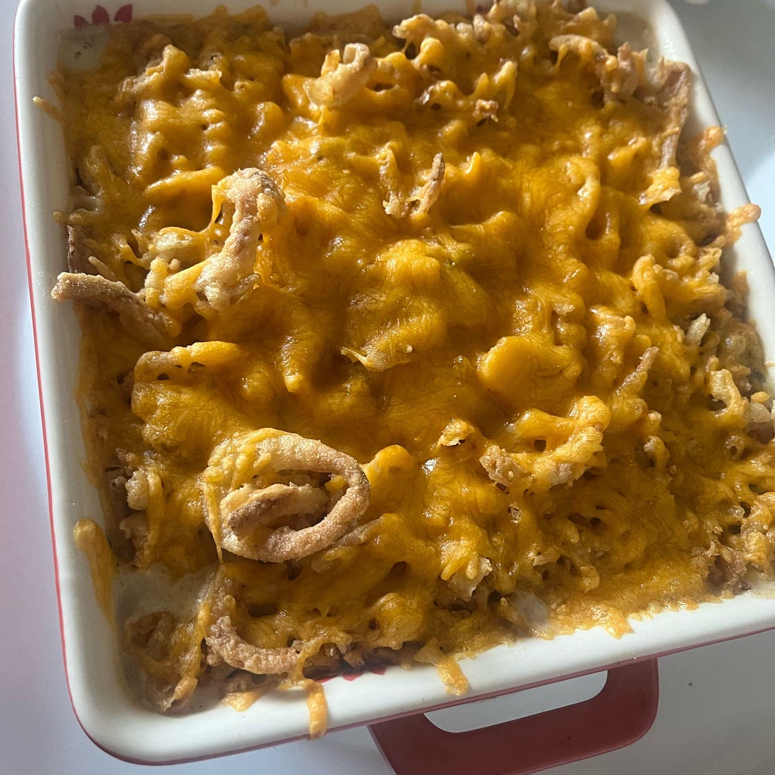 The BEST Green Bean Casserole with Cheese and Bacon