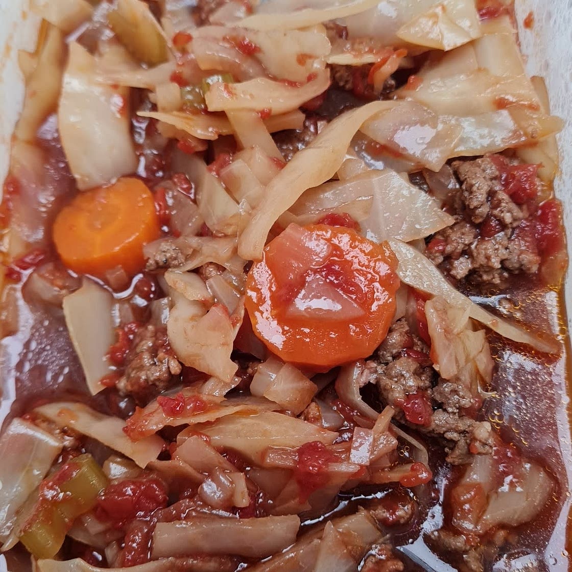Chunky Beef, Cabbage and Tomato Soup (Instant Pot or Stove Top)