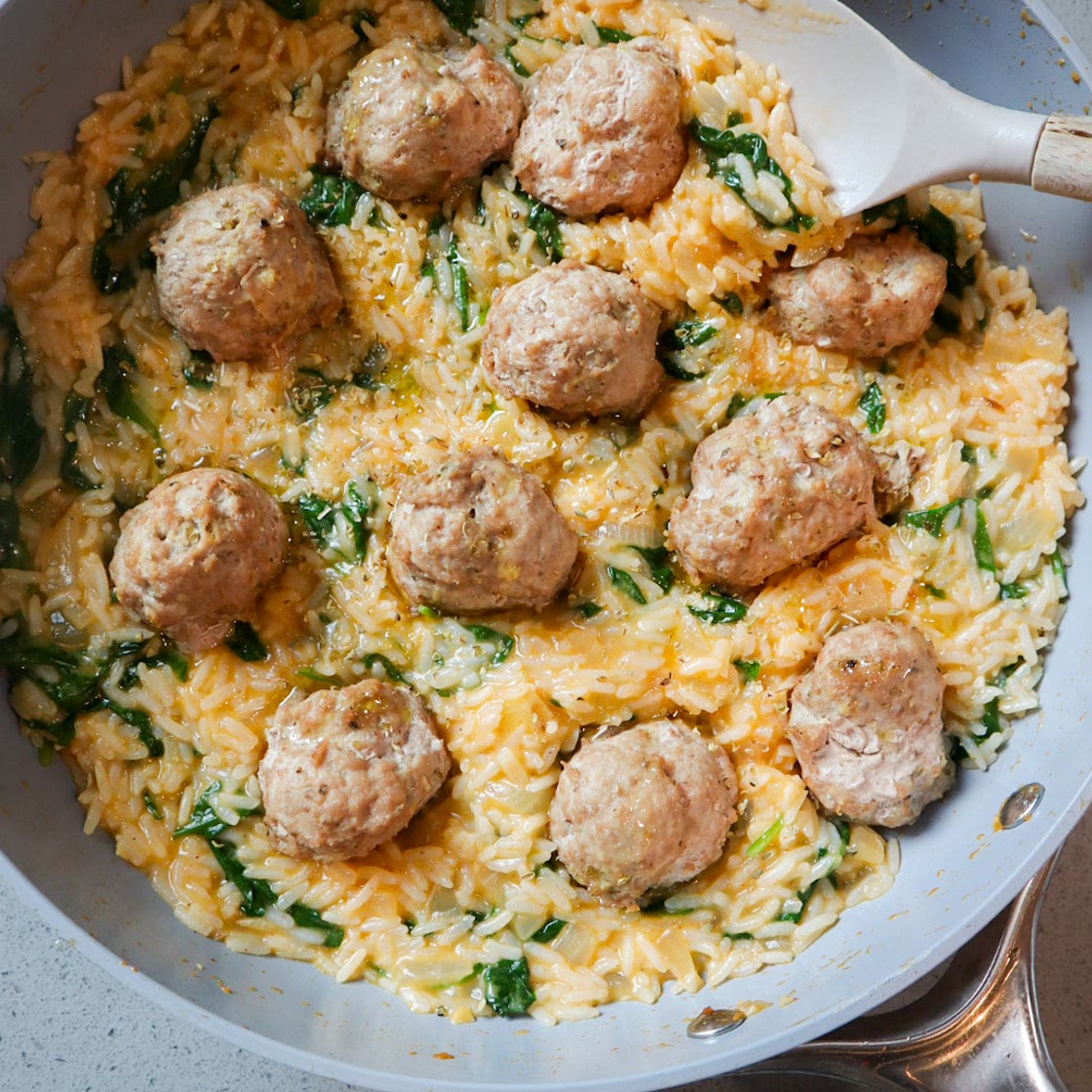 LEMON BASIL TURKEY MEATBALLS u0026amp; CREAMY RICE