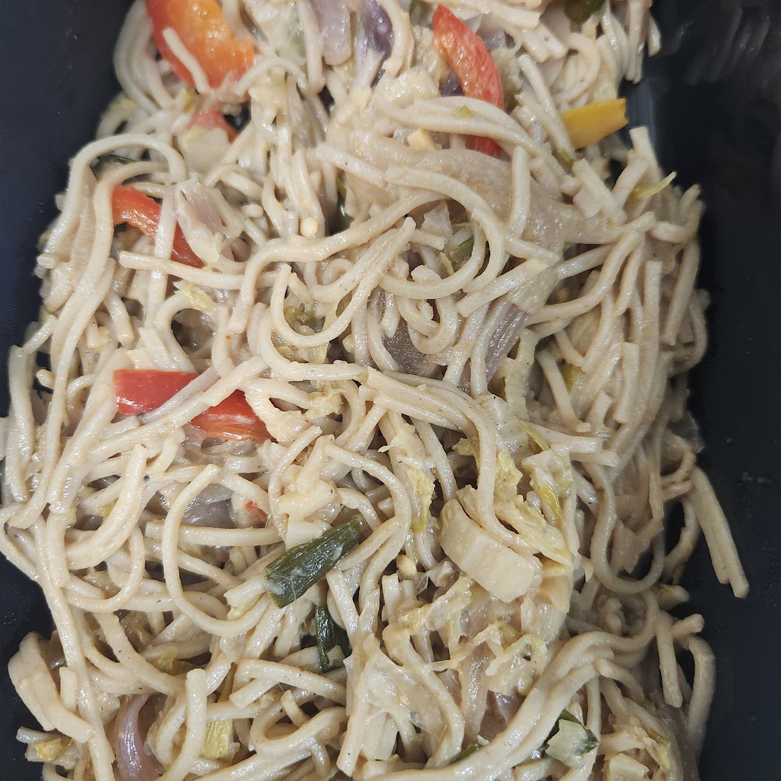 Soba noodles and eggs