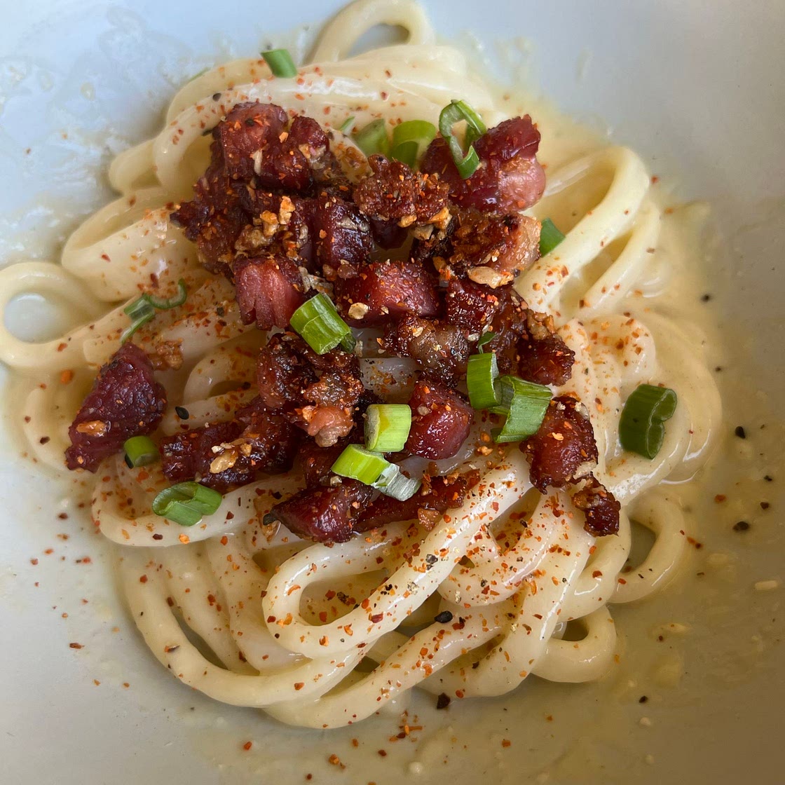 Miso udon carbonara 