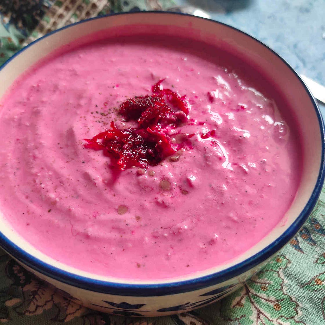 Beetroot Raita Recipe {Indian Yogurt Beet Dip}