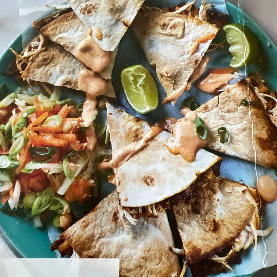 Chicken and Black Bean Quesadillas with Zesty Slaw