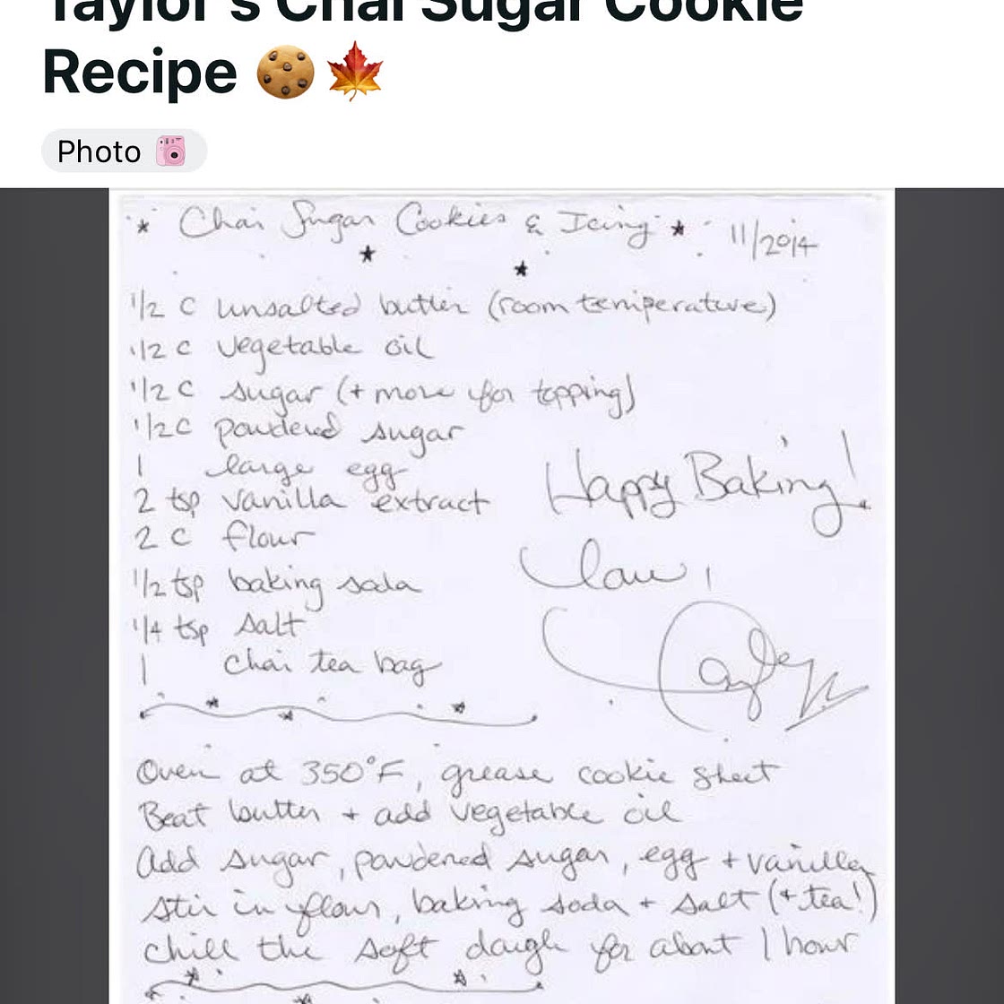 Taylor Swift’s Chai Sugar Cookies