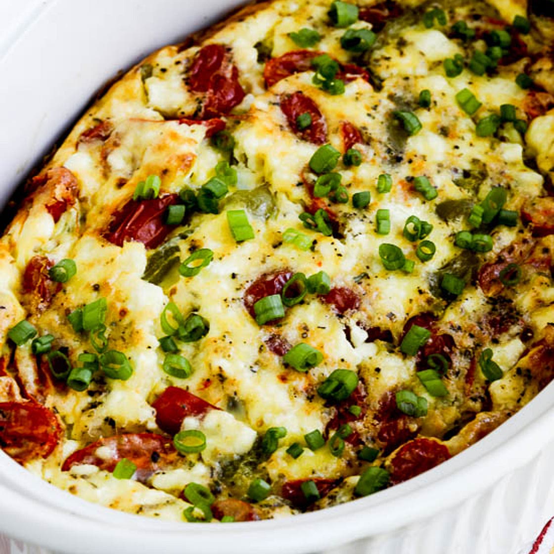Vegetable Egg Bake with Peppers, Tomatoes, and Feta