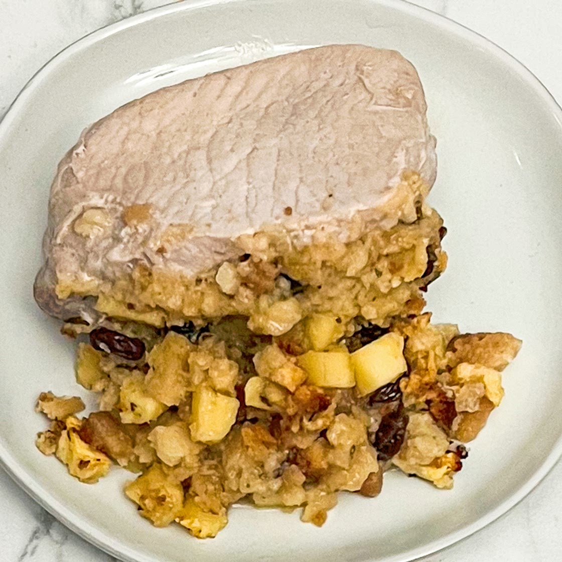 Apple Raisin Stuffed Boneless Pork Chops -