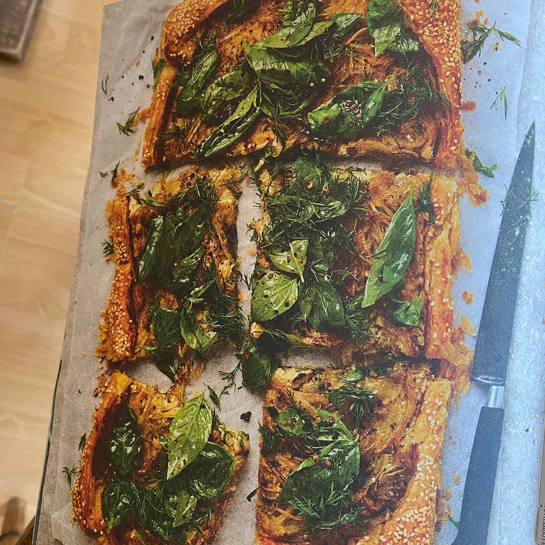Curried caramelised onion galette