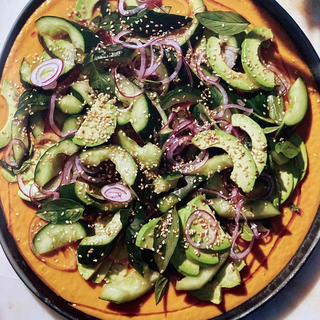 Sunshine salad with carrot ginger dressing