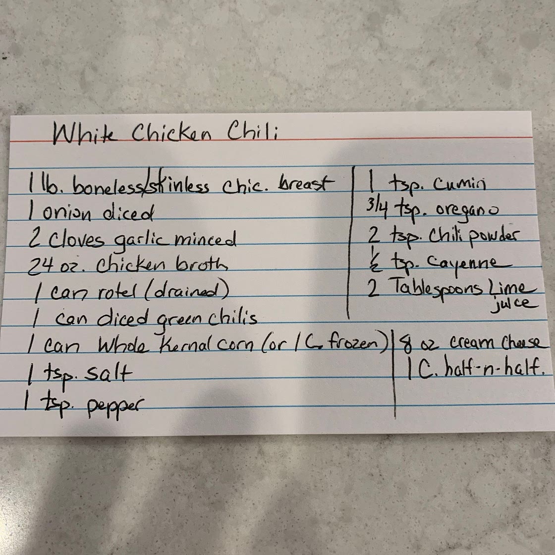 Improved white chicken chili