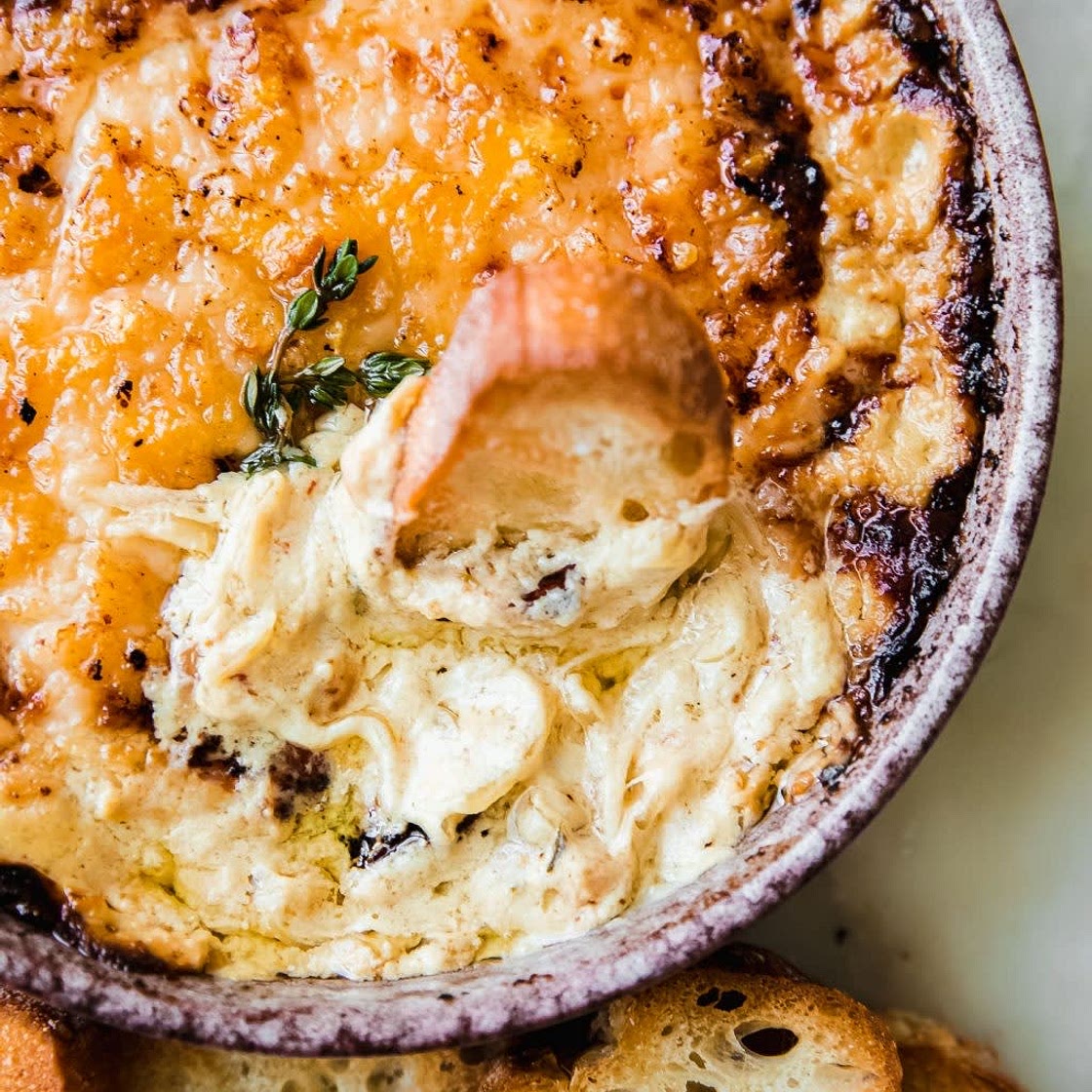 Jammy Hot Caramelized Onion Dip with Gruyere