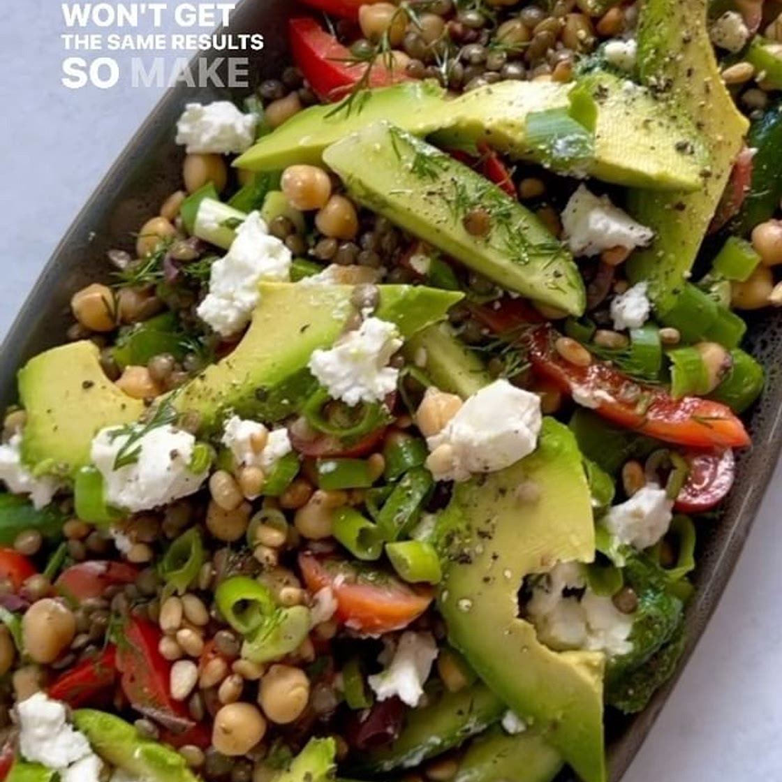 LENTIL, CHICKPEA, AVOCADO &amp; GOATS CHEESE SALAD