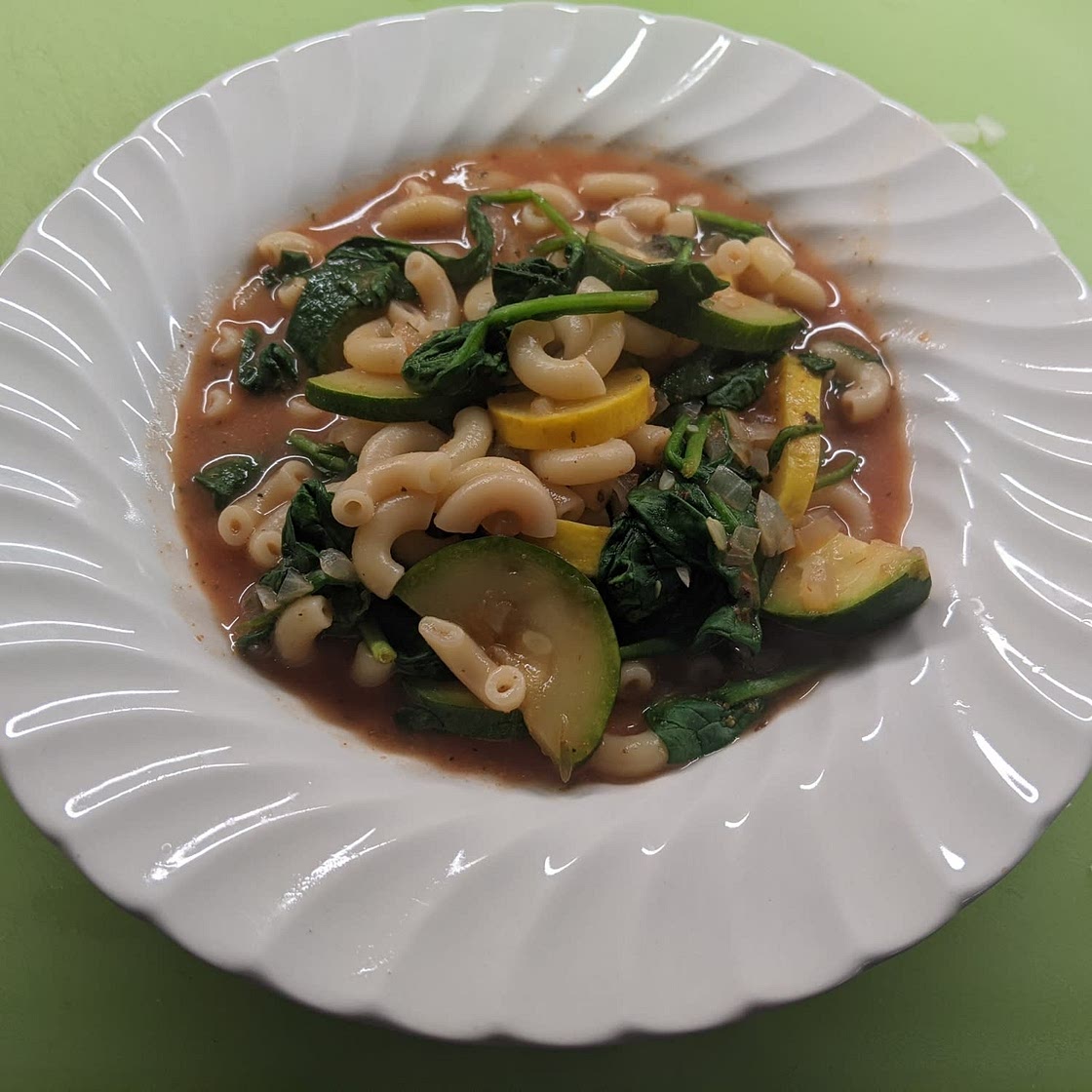 Creamy Chili Zucchini and Spinach Pasta