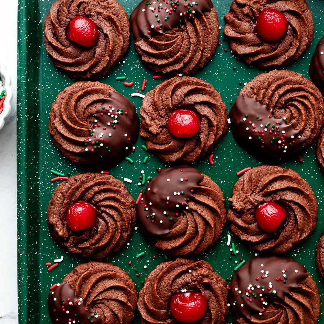 Piped Chocolate Butter Cookies