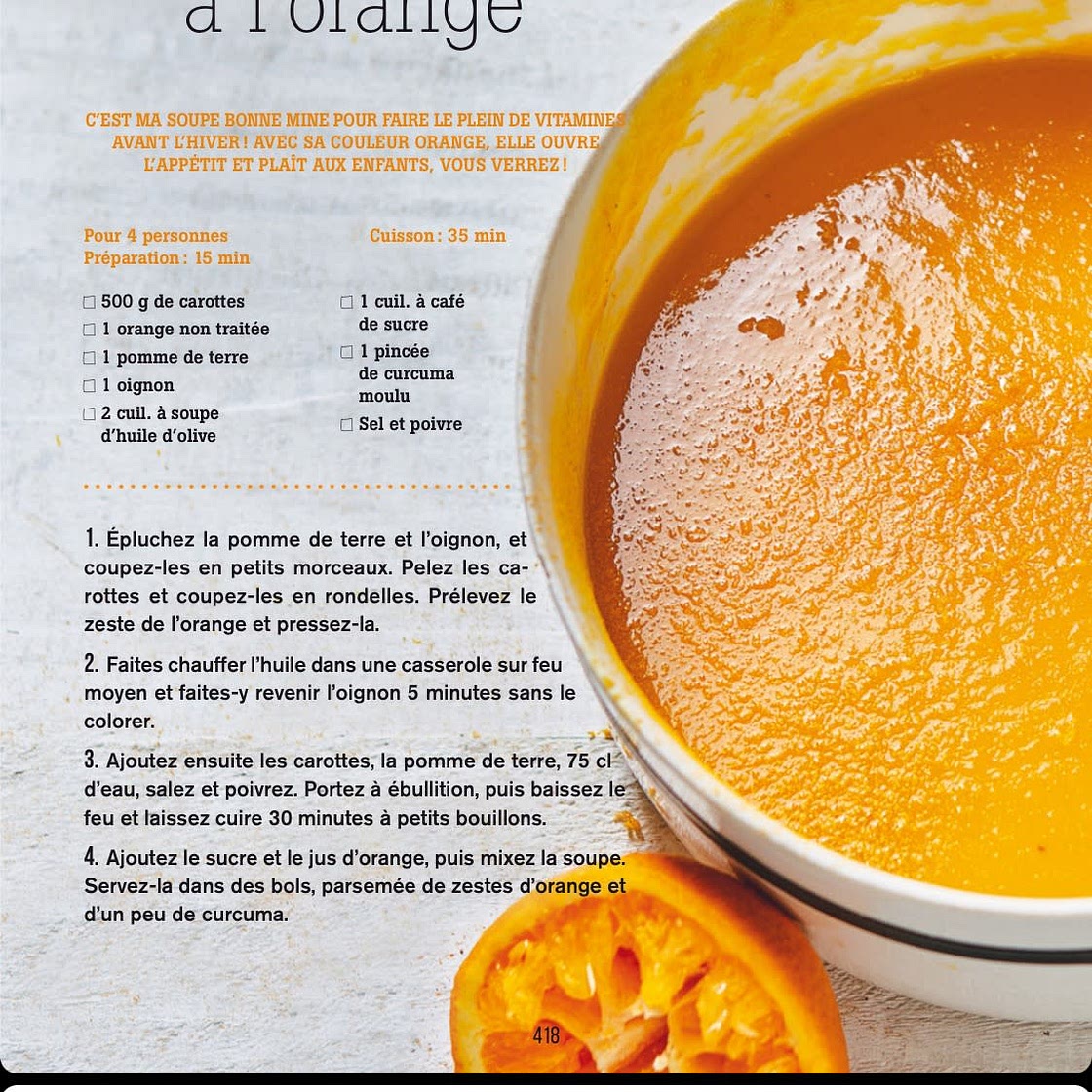 Soupe de carottes à l'orange 