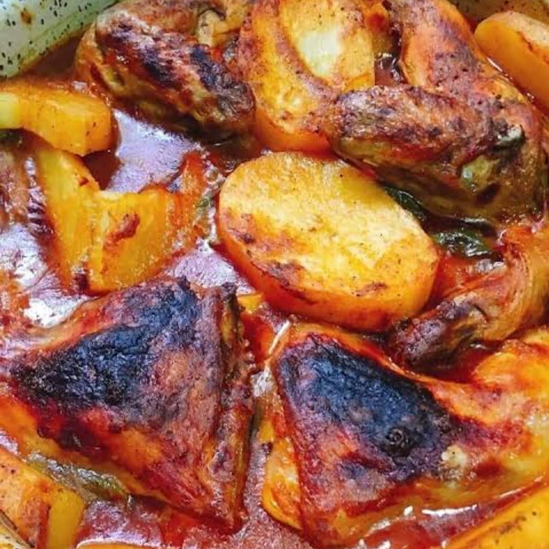 Oven-baked Potatoes and Chicken