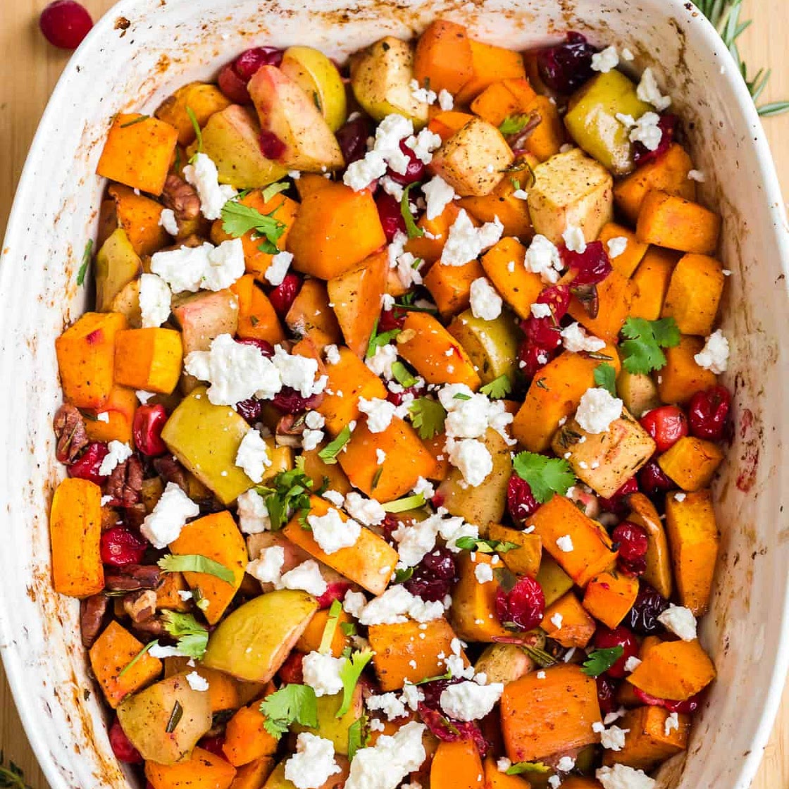 Apple Butternut Squash Casserole with Cranberries