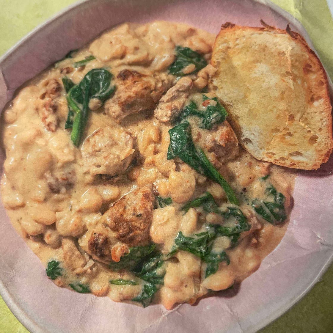 Creamy sausage and butter bean cassoulet 