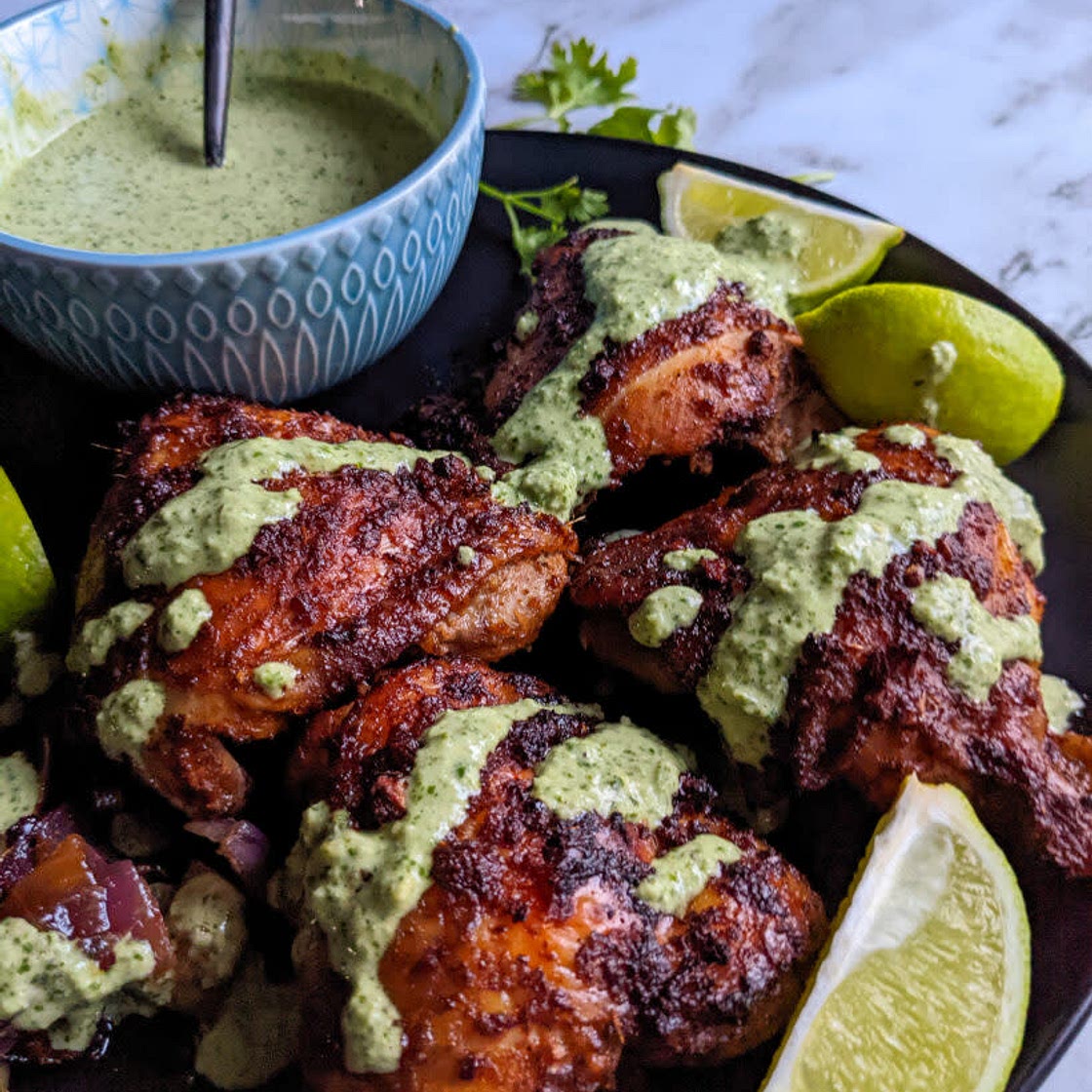 Peruvian Chicken with Green Cilantro Sauce