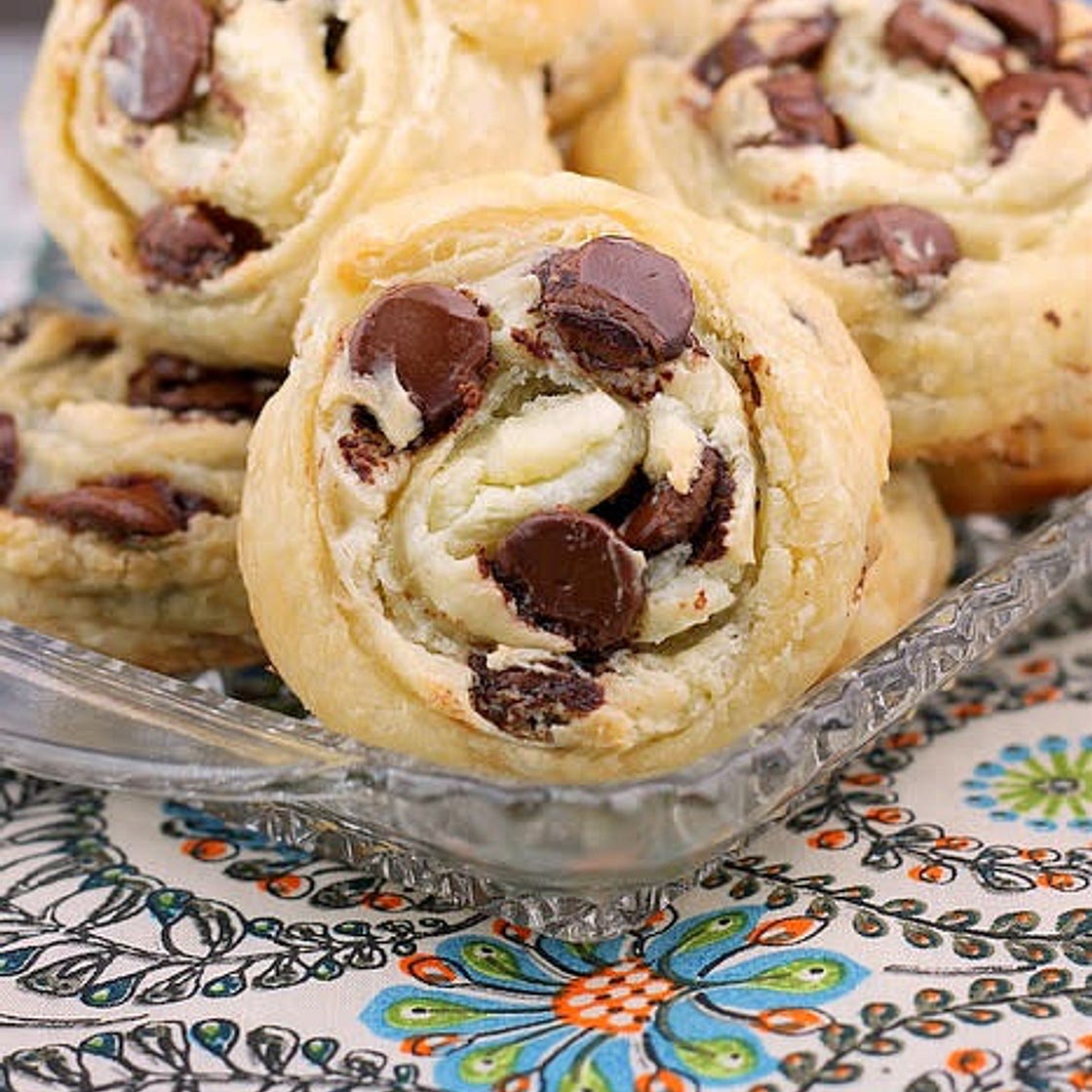Chocolate Chip Cream Cheese Puff Pastry Cookies