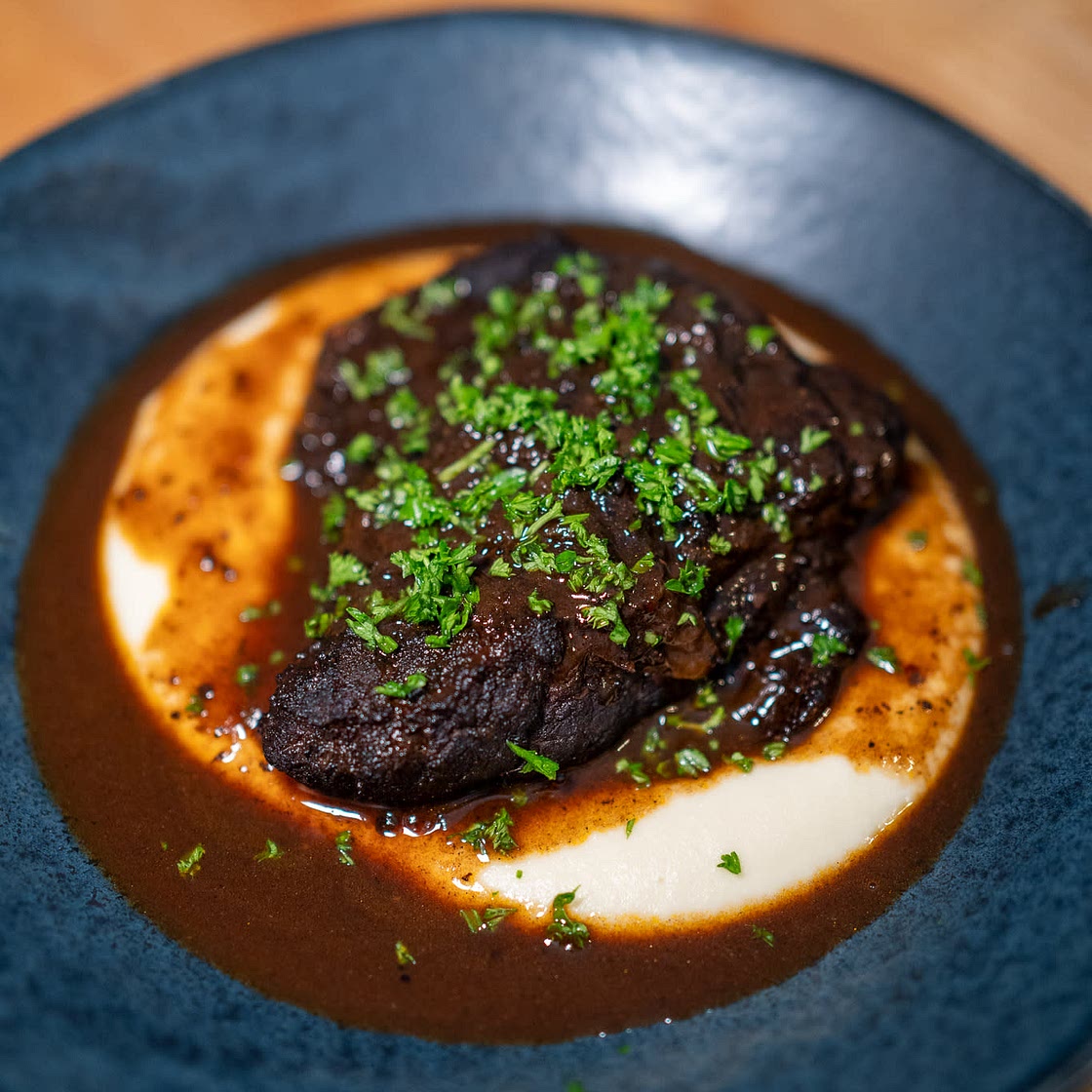 Braised Beef Cheeks with Parsnip Puree