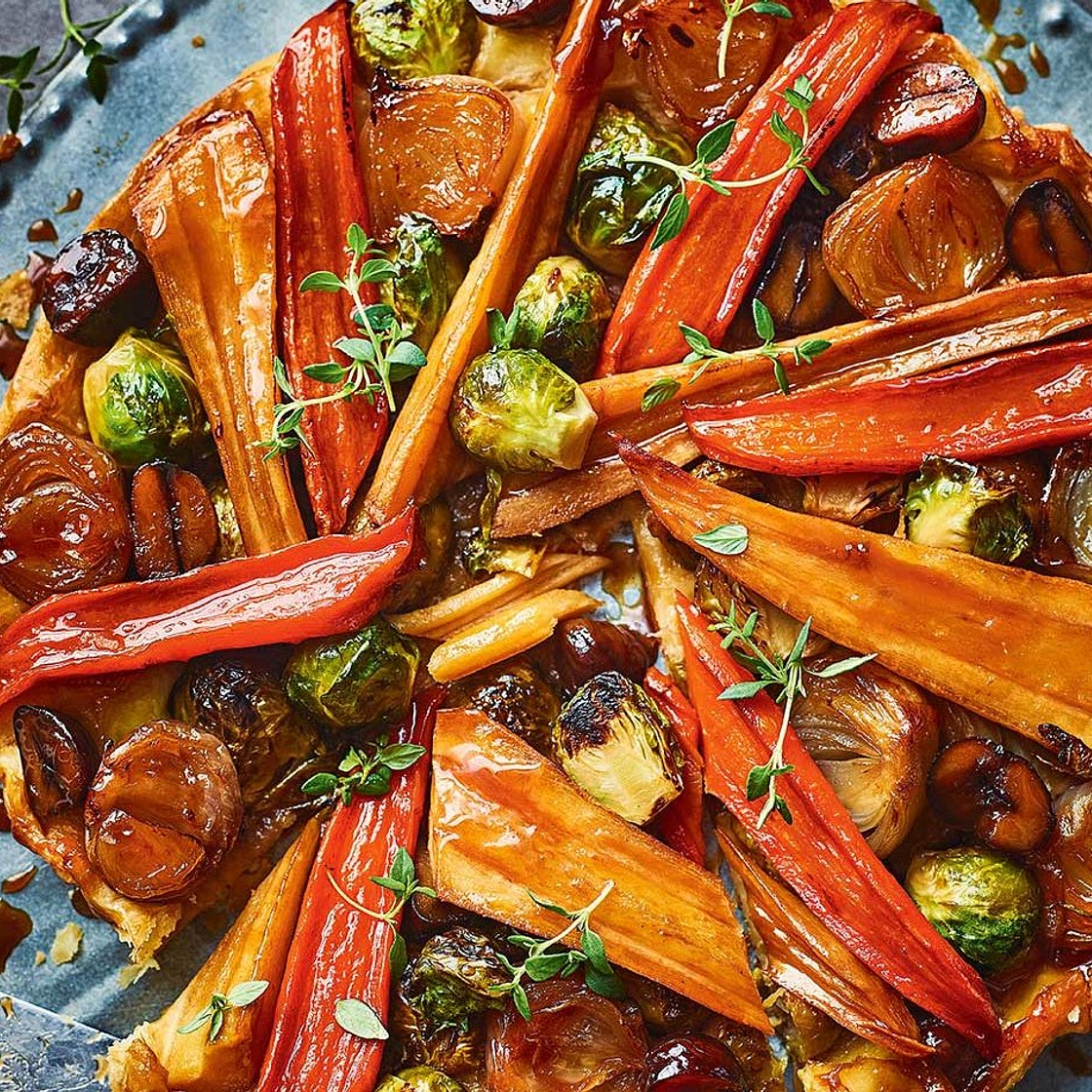 Christmas veggie tarte tatin