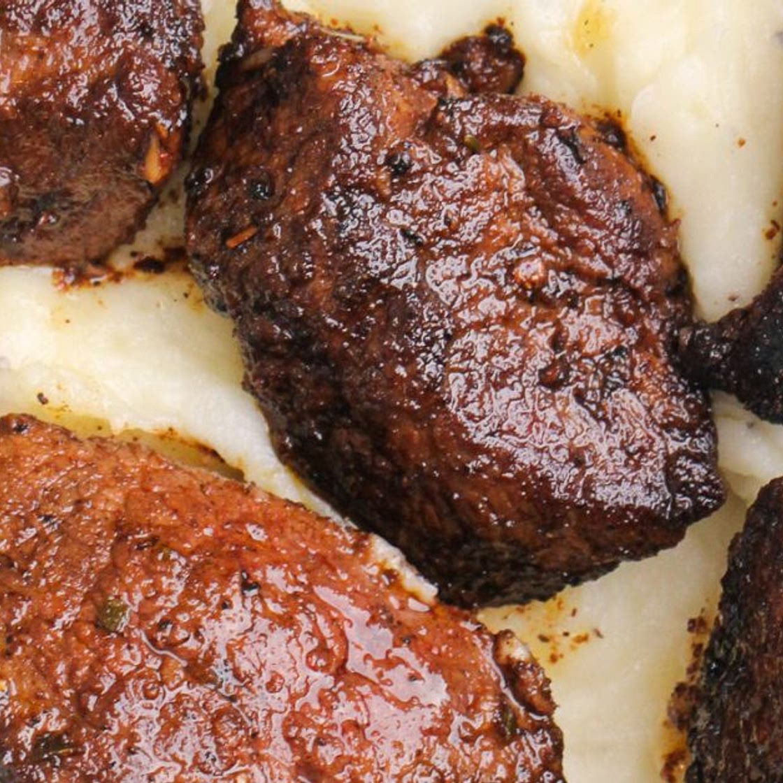Garlic Butter Steak Bites with Parmesan Cream Sauce