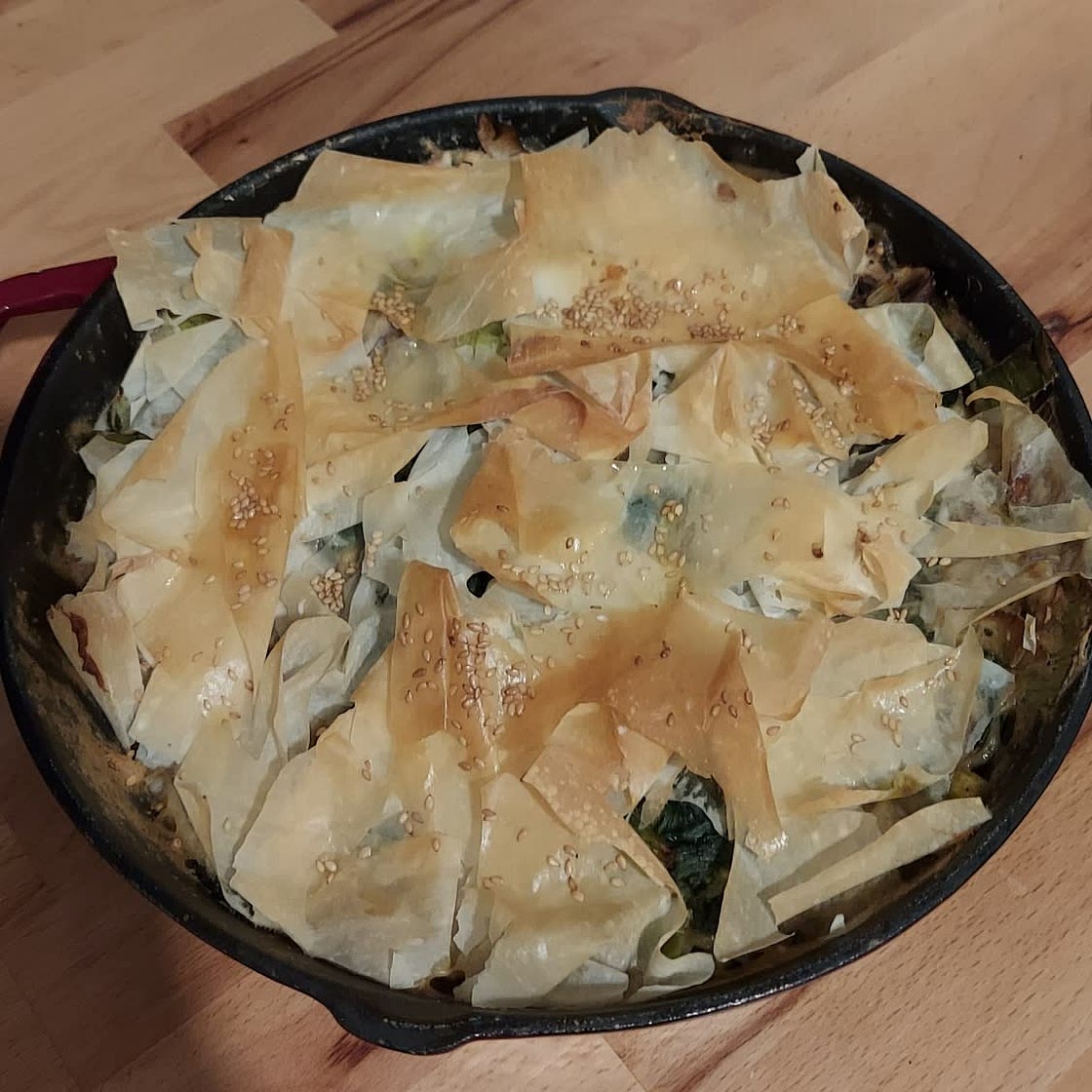 One-pan mushroom and leek pie