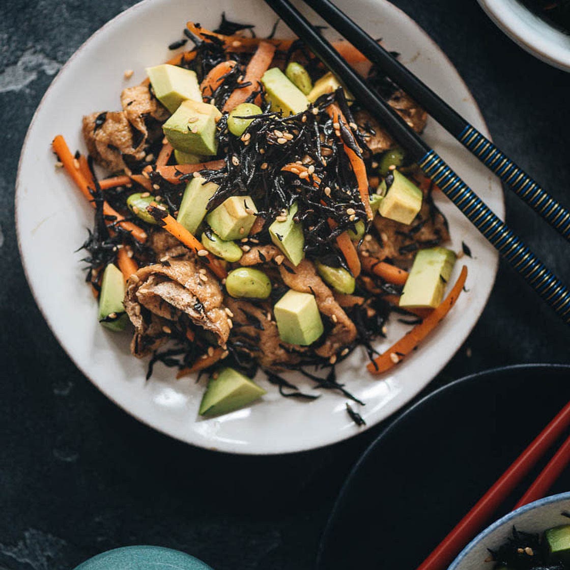 Tofu Edamame Salad with Wakame
