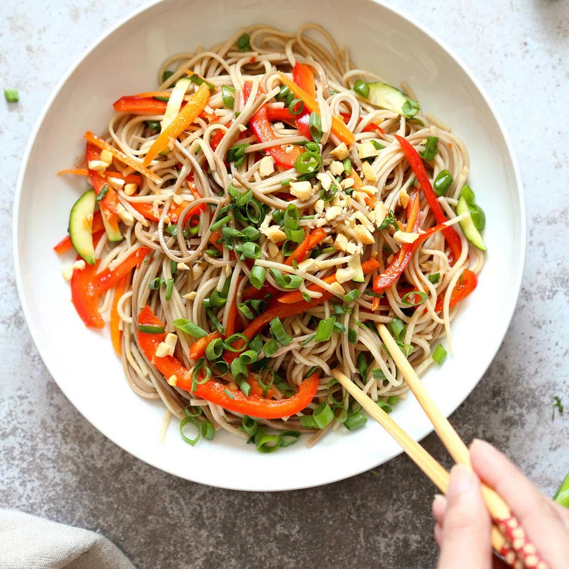 Soba Noodle Salad with Vegetables and Sesame Dressing
