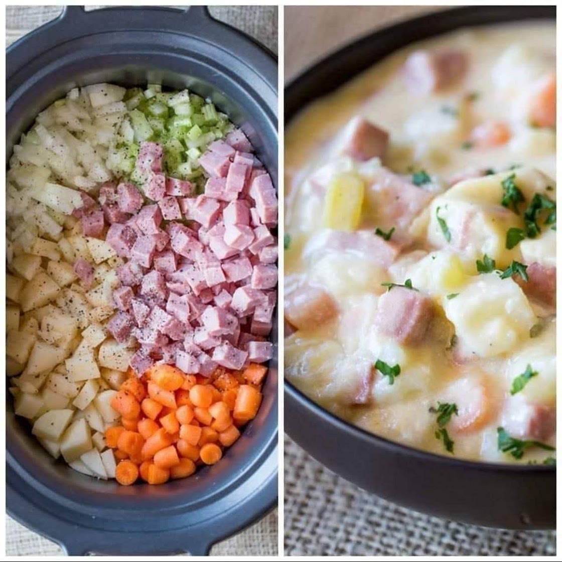 Slow cooker ham and potato soup