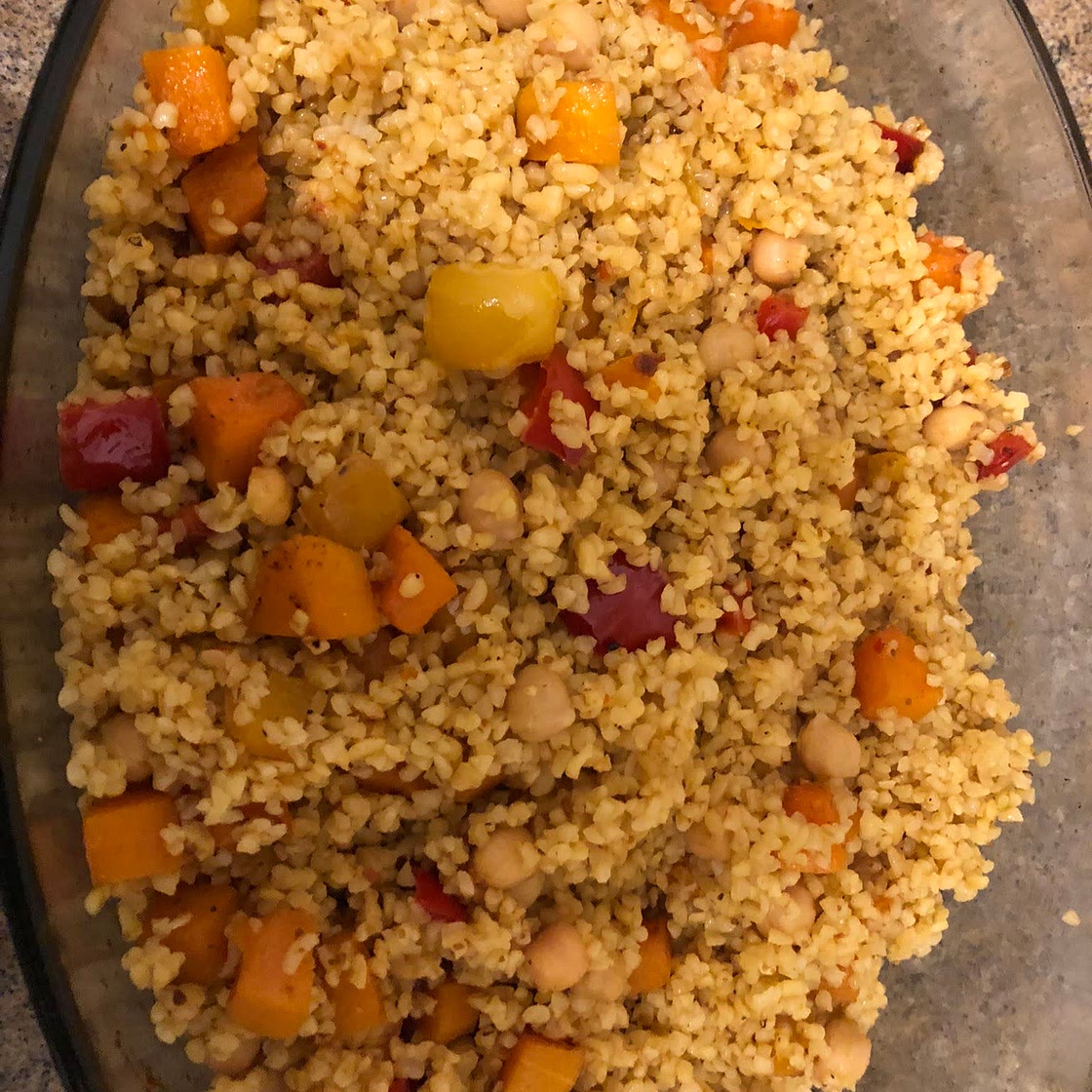 Bulgar Wheat Salad with Butternut, Red Pepper and Chickpeas