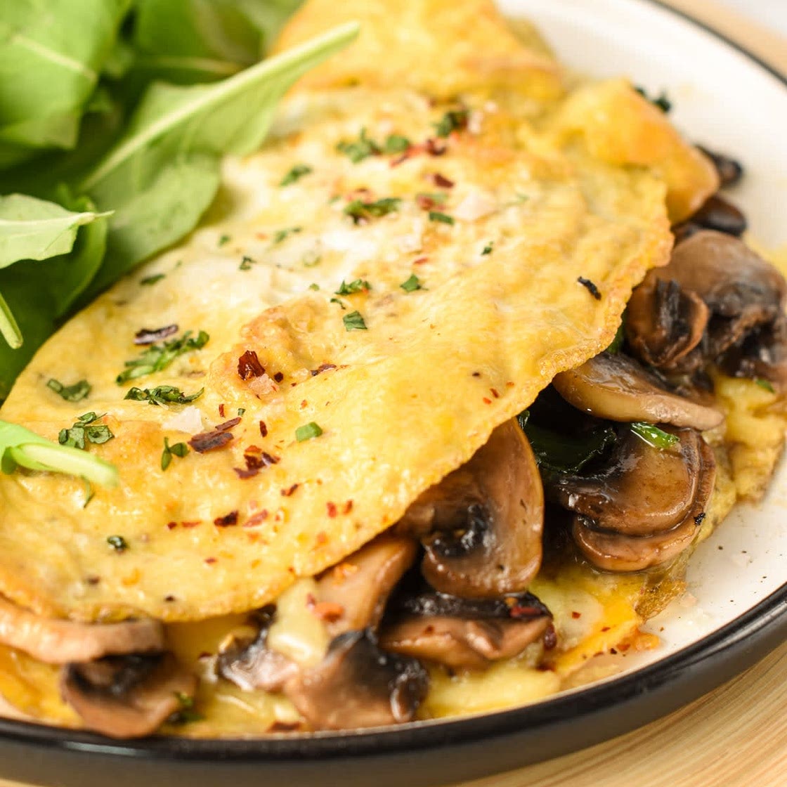 Kale and Mushroom Omelet with Almond Milk Ricotta