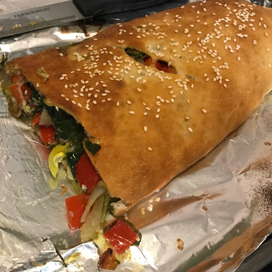 Pepper, Pesto & Spinach Stromboli