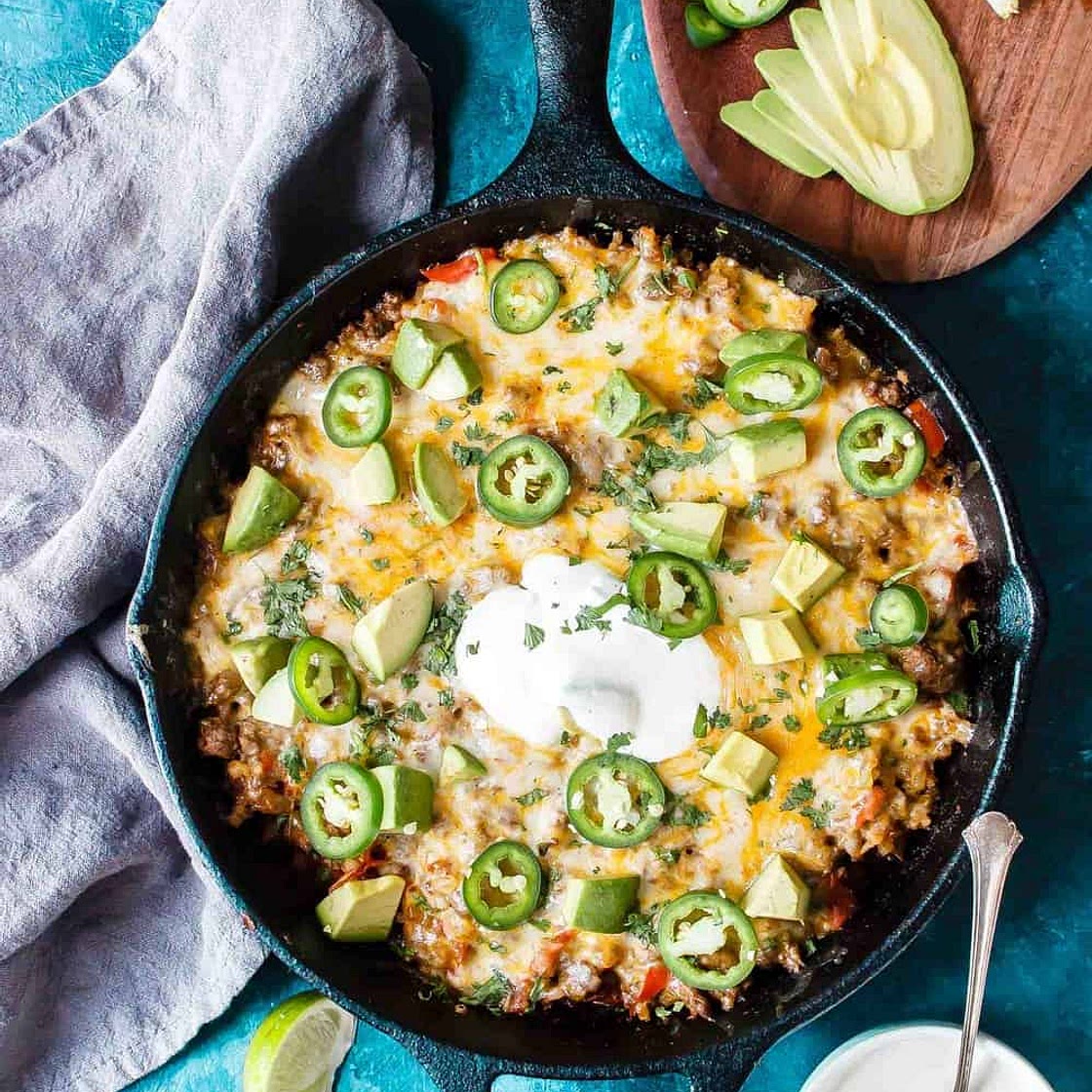 Keto Cheesy Mexican Taco Skillet