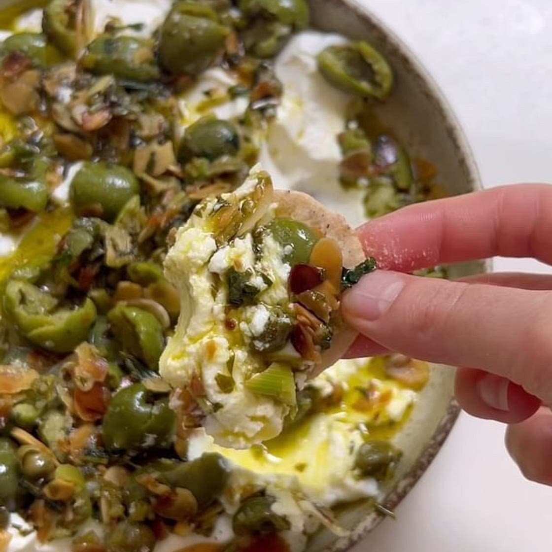 Ricotta With Crushed Olives, Almonds &amp; Lemon 🍋 Your new favo