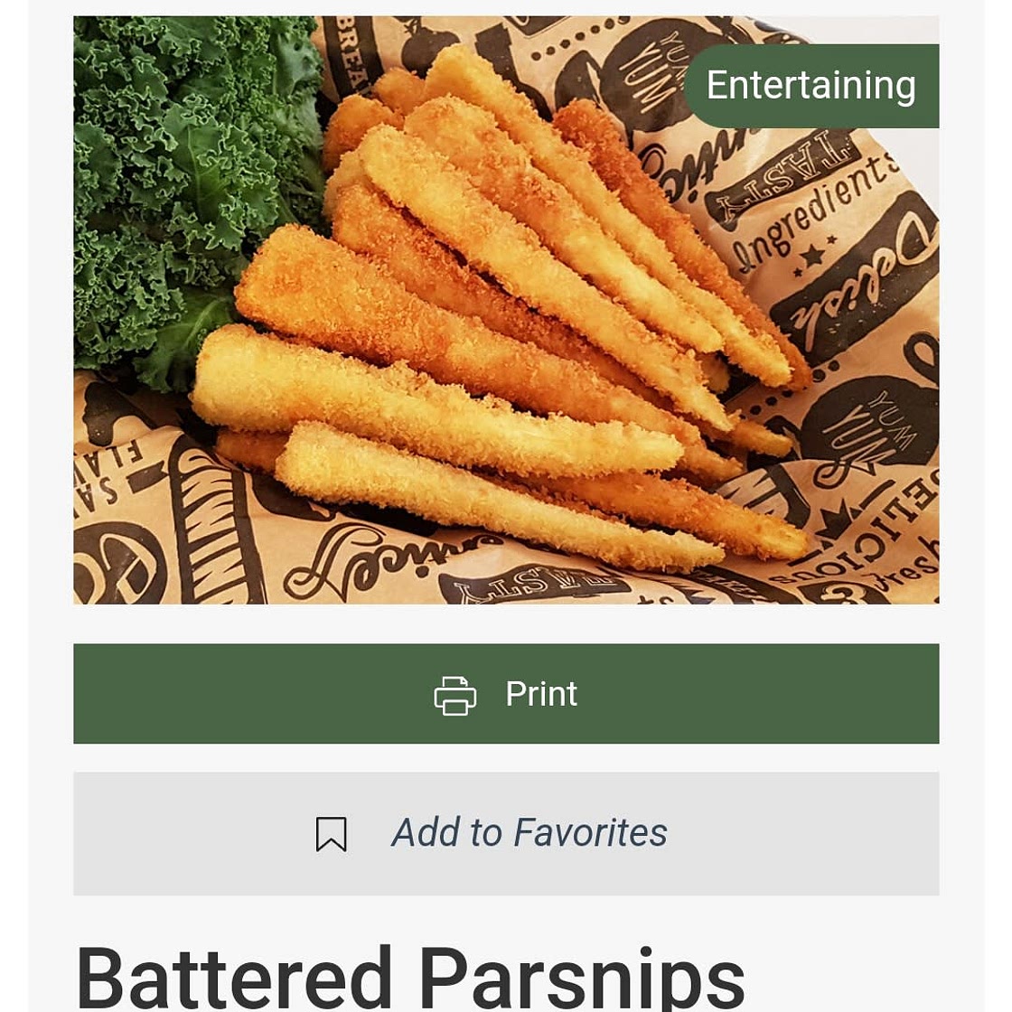 Battered / Crumbed Parsnips