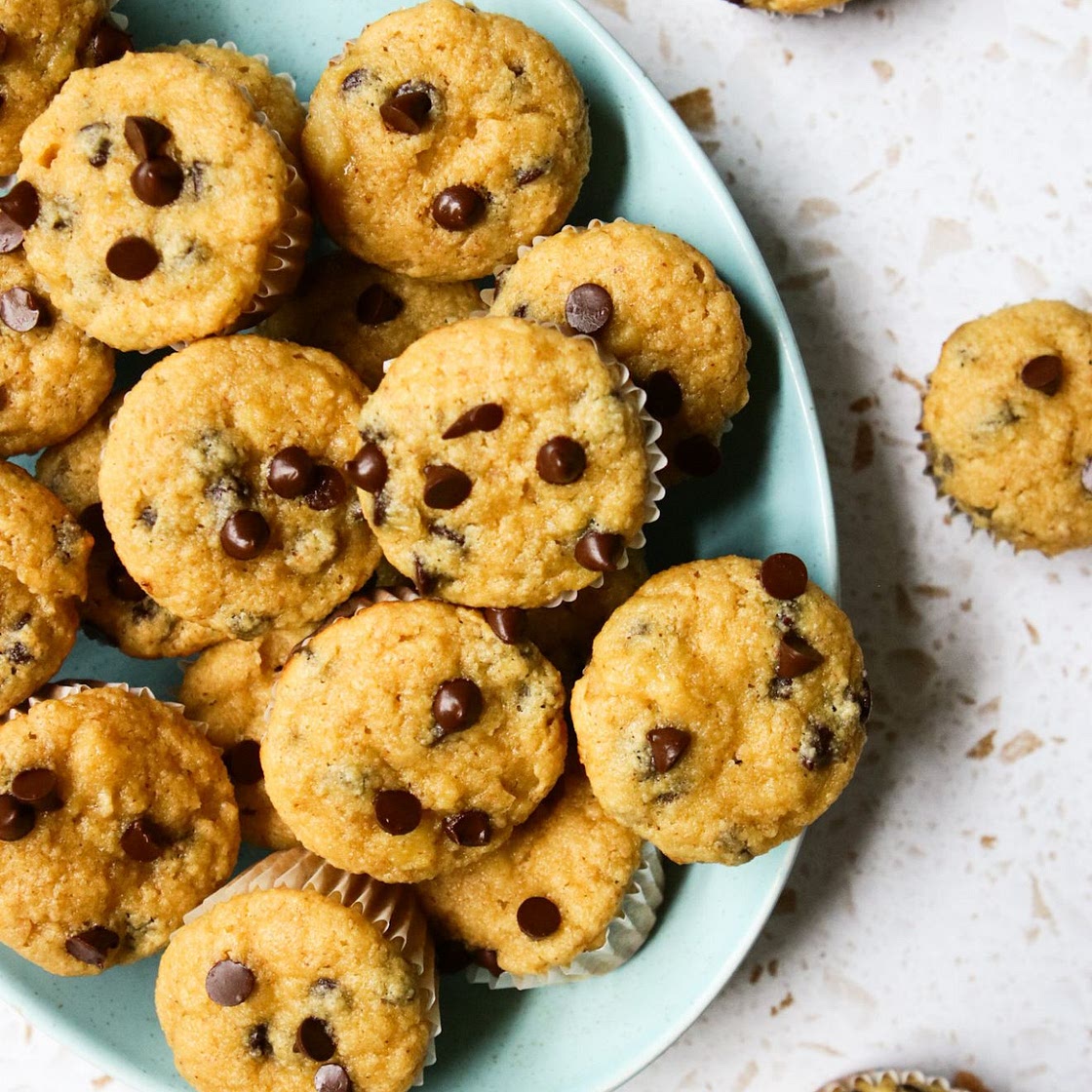 Fluffy Mini Peanut Butter Banana Muffins (with Almond Flour)