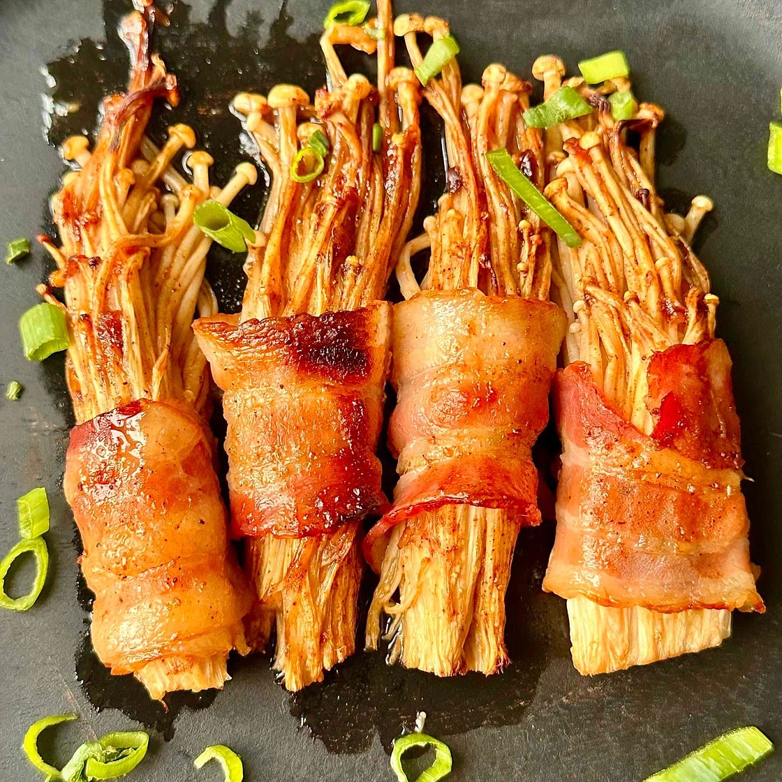 Spicy Bacon Enoki Mushrooms 