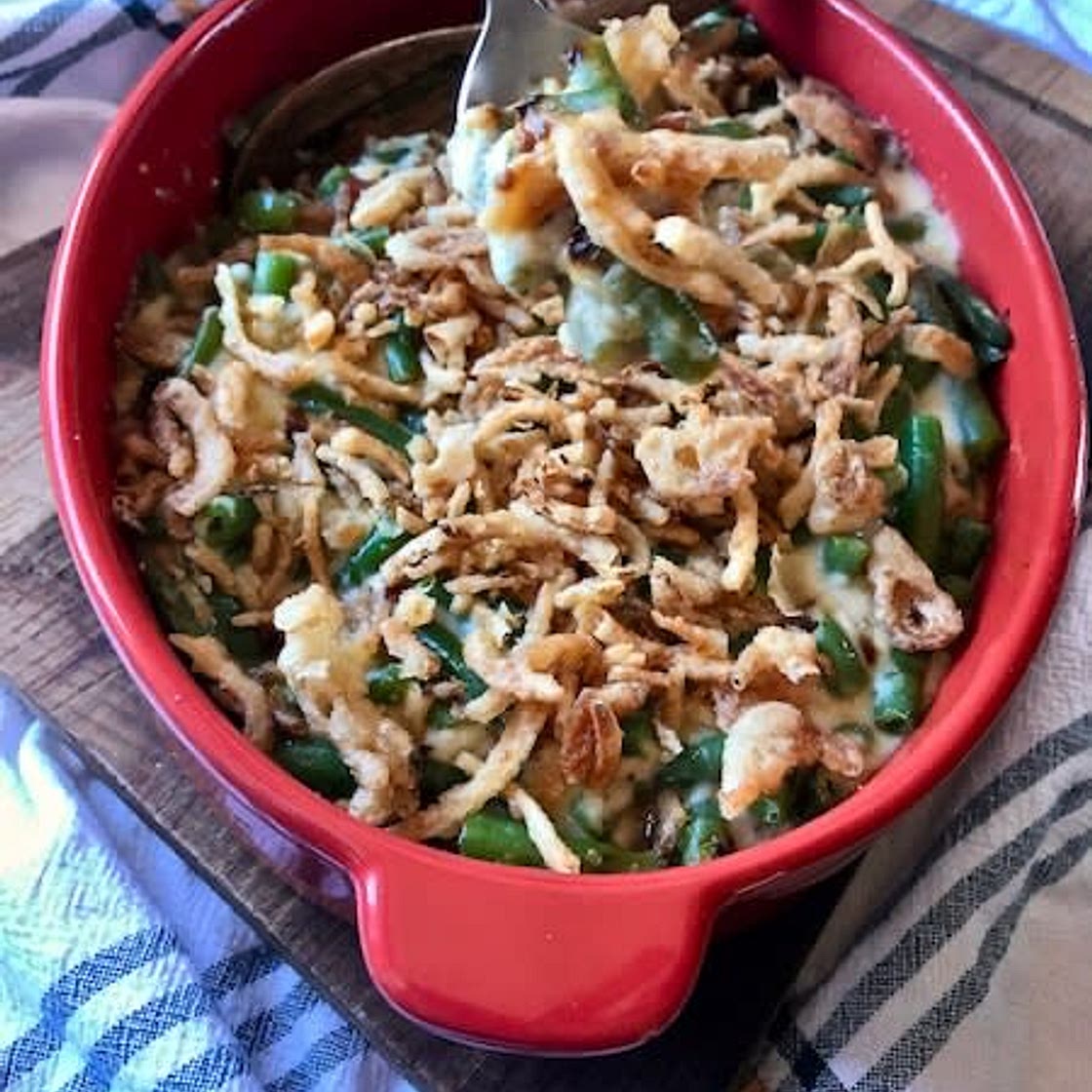 Green Bean Alfredo Casserole with Bacon