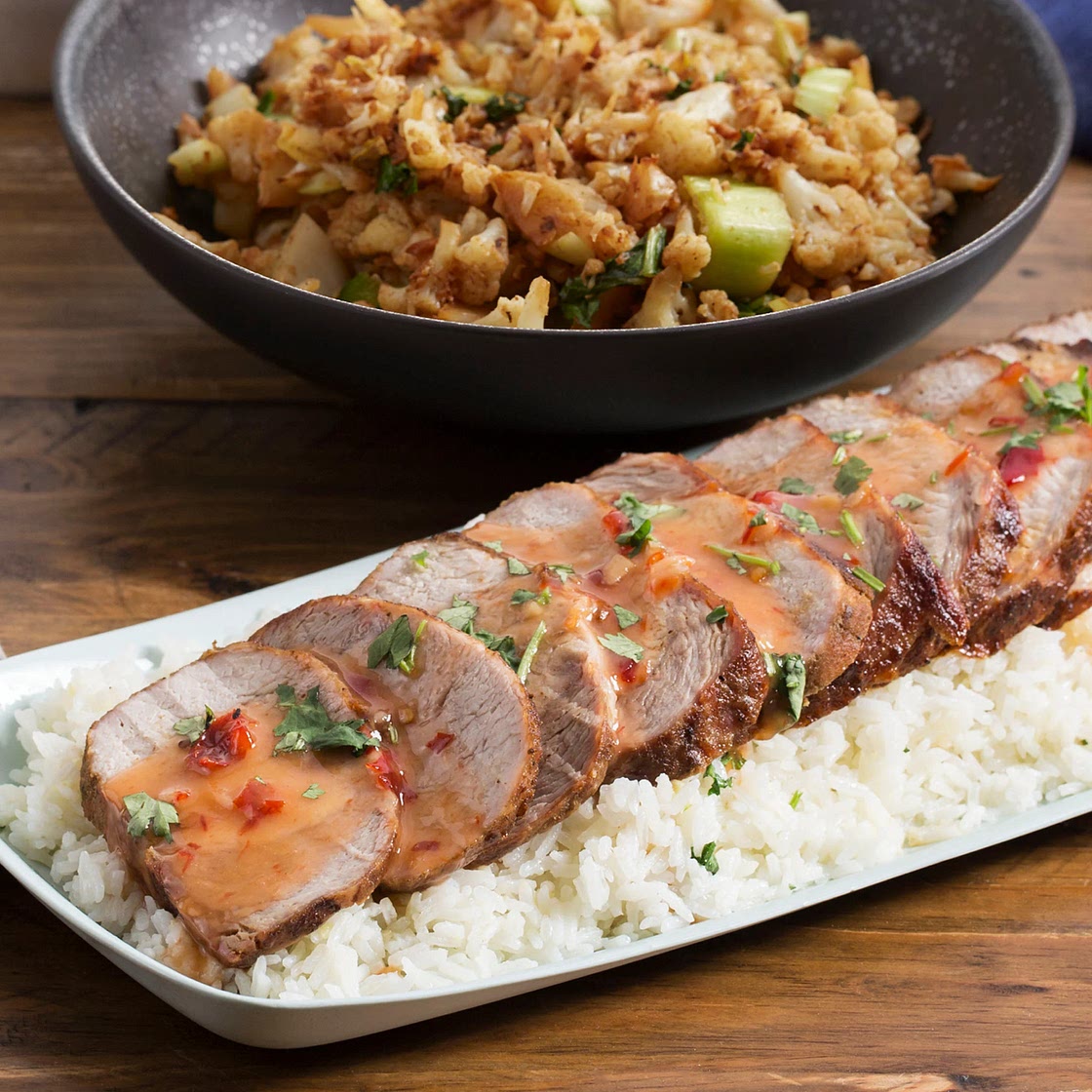 Lemongrass Roasted Pork with Braised Cauliflower & Bok Choy