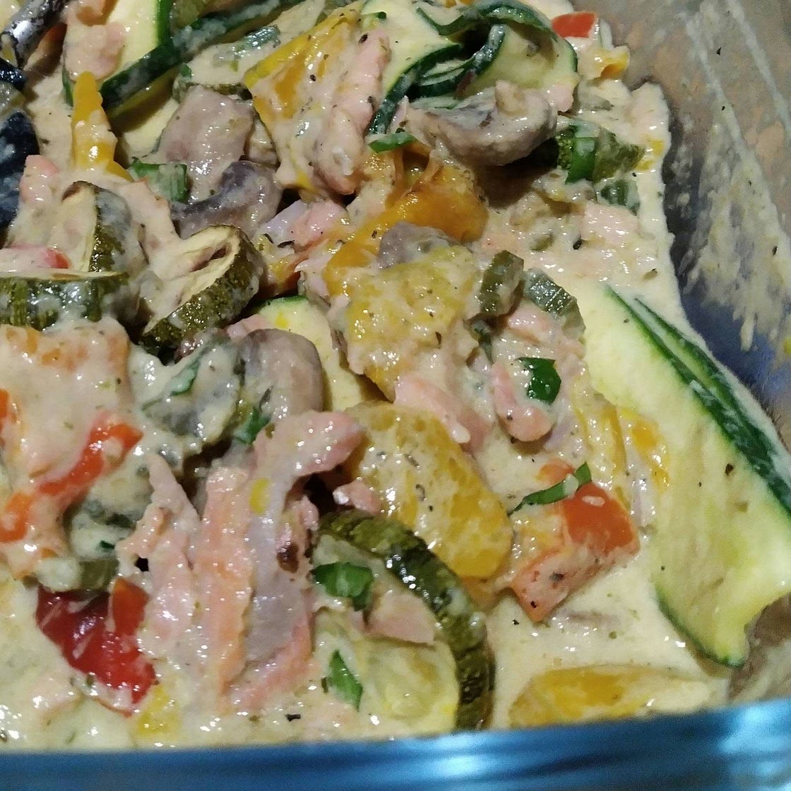 Salmon and baby marrow citrus sauce