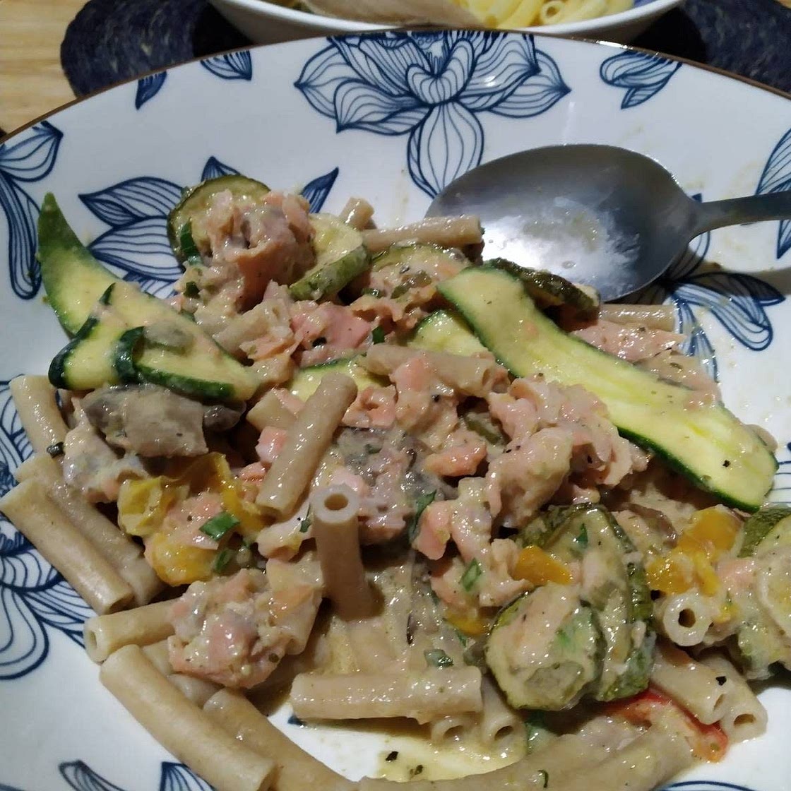 Salmon and baby marrow citrus sauce